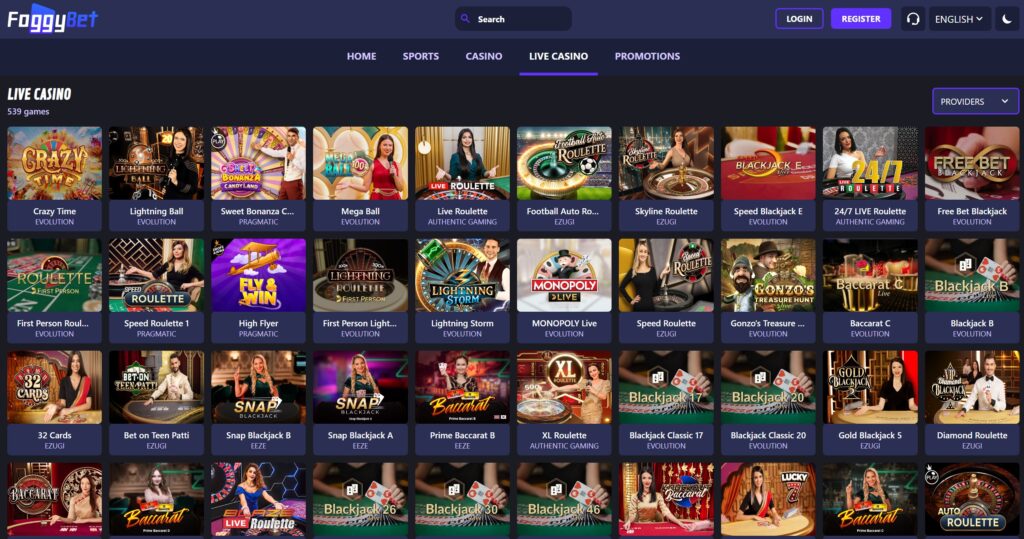 foggybet live casino