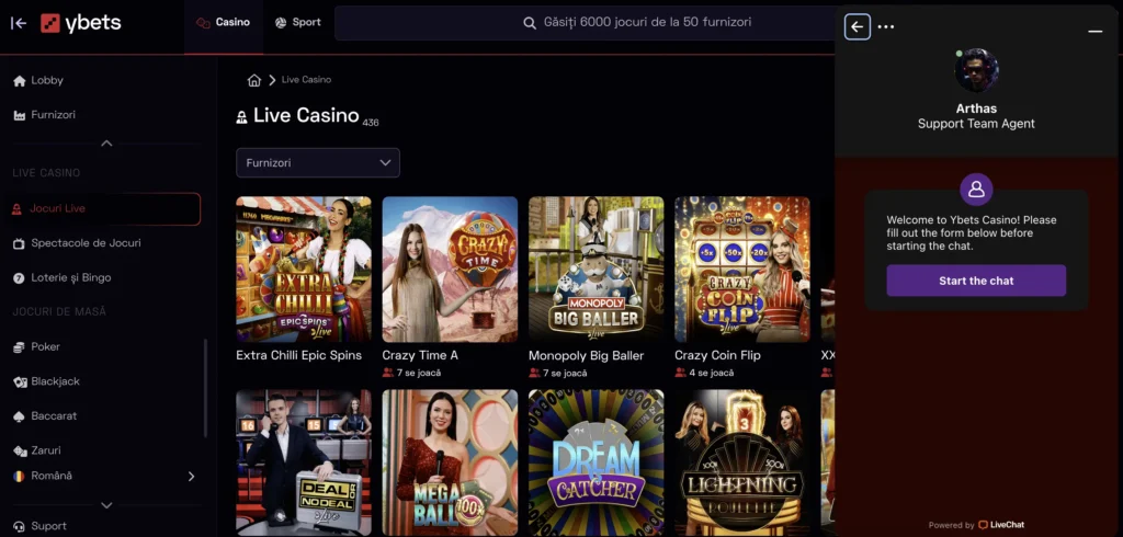 ybets live casino