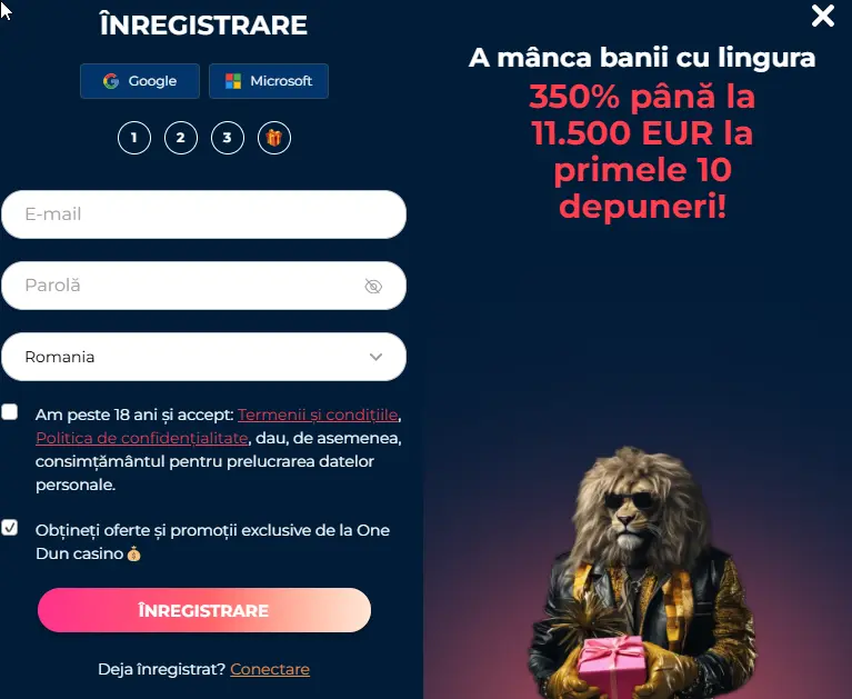 înregistrare onedun casino