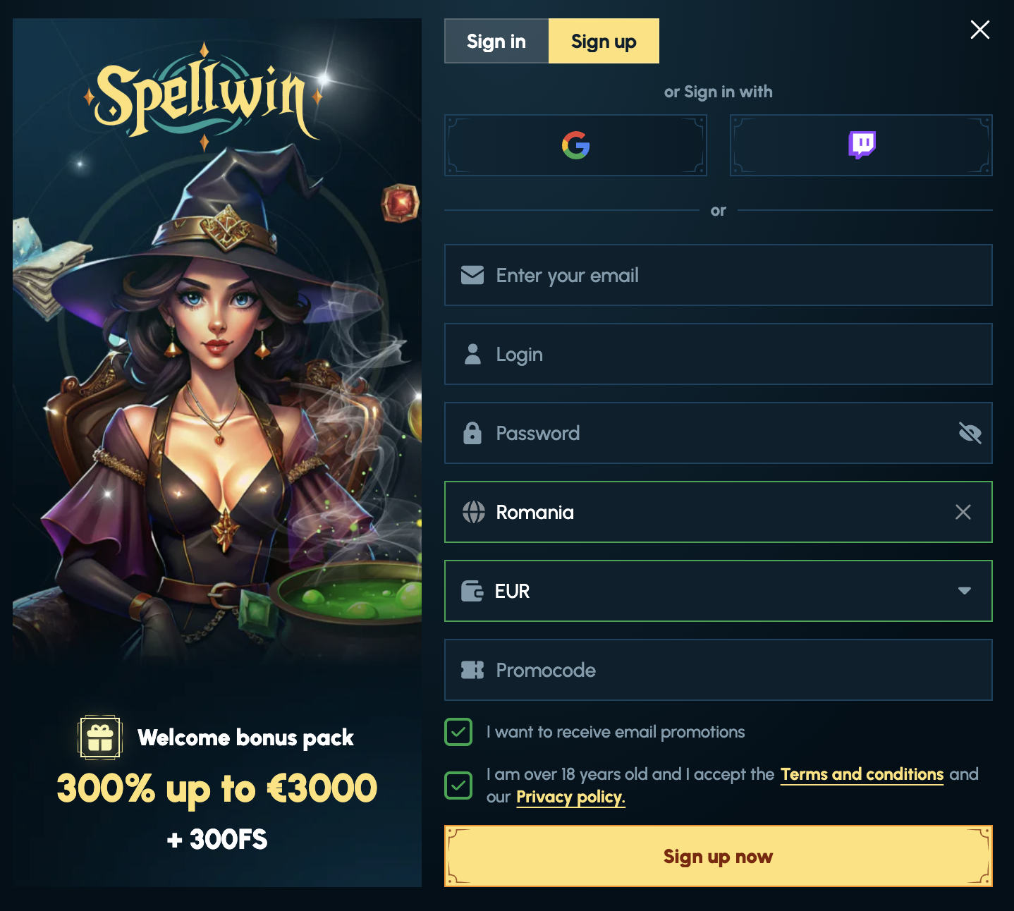 înscriere spellwin casino