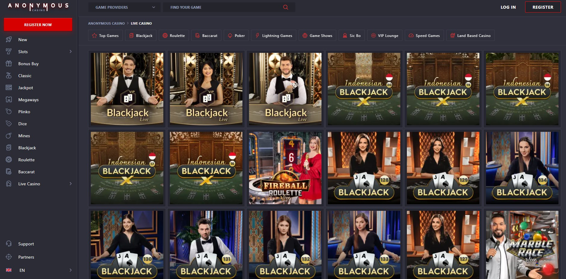 anonymous casino live casino
