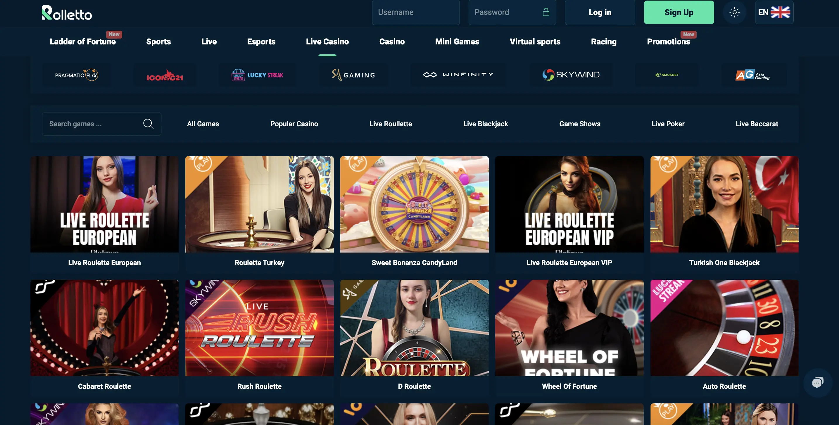 live casino rollette