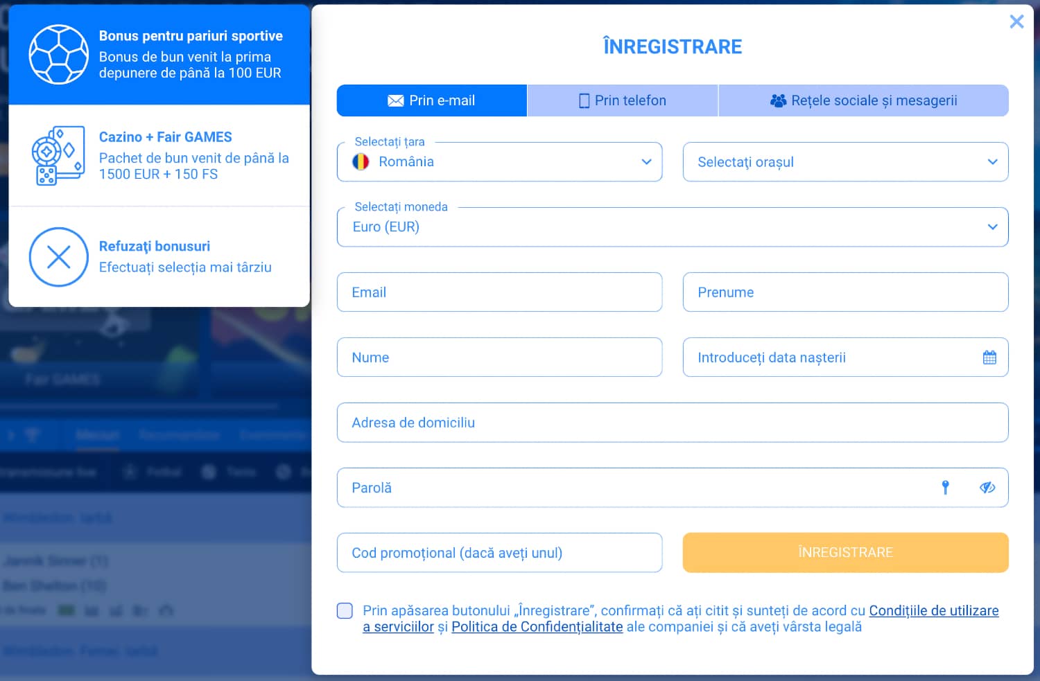 Procesul de Înregistrare la FairPari România